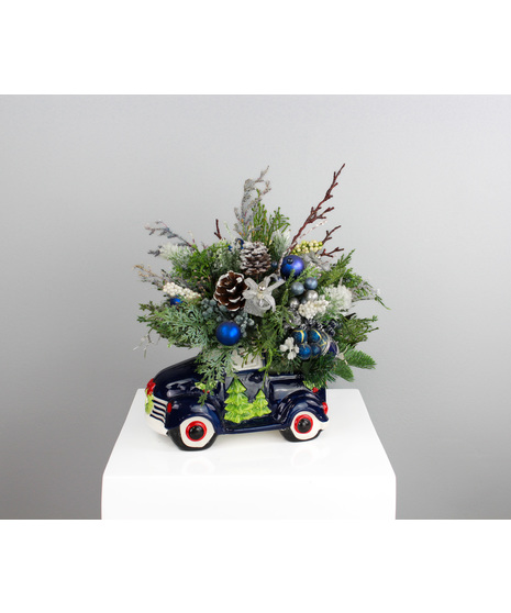 Country Blue Christmas Truck