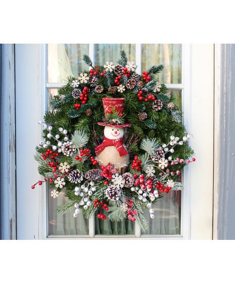Jolly Snowman Silk Wreath - 24