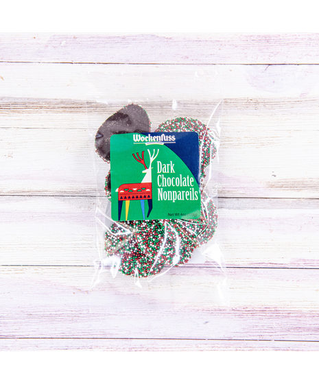 Our pure, rich milk chocolate and semi-sweet dark chocolate about the size and shape of a half-dollar, studded with red and green candy seeds for a perfect holiday gift! 