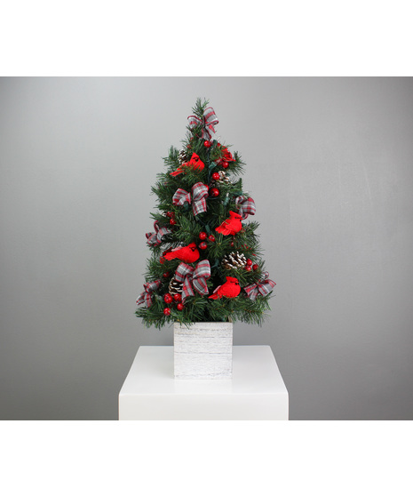 Christmas Cardinal Lighted Tree (Silk)