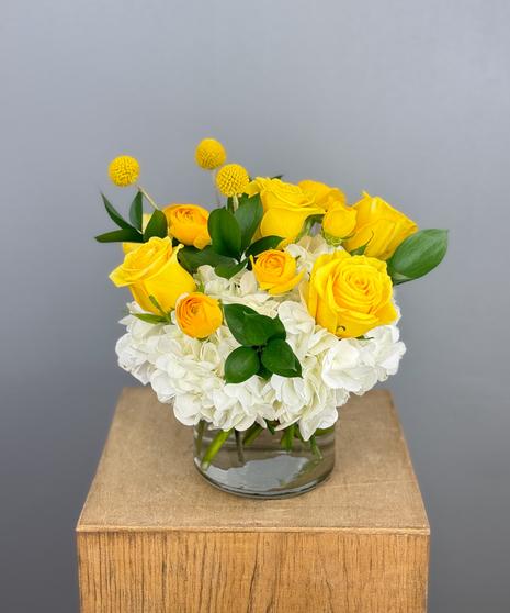 Roses, Full Bloom Hydrangea, Craspedia, Billy Balls