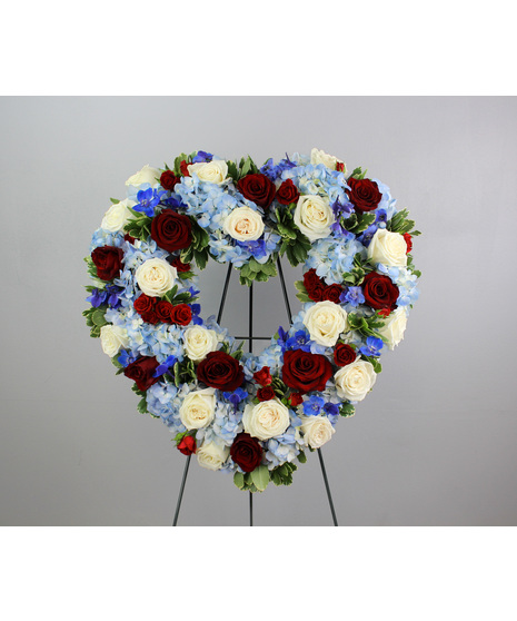 A heart for our beloved hero's. A beautiful display of red, white, and blue in the shape of a heart. 