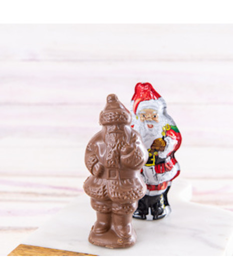 Beautifully detailed, 3-dimentional semi-solid milk chocolate santa. 